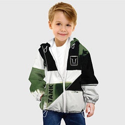 Куртка с капюшоном детская Tank логотип машины, цвет: 3D-белый — фото 2