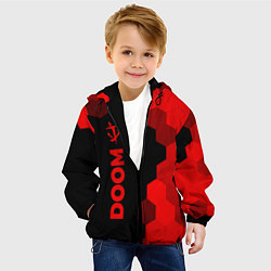 Куртка с капюшоном детская Doom - red gradient по-вертикали, цвет: 3D-черный — фото 2