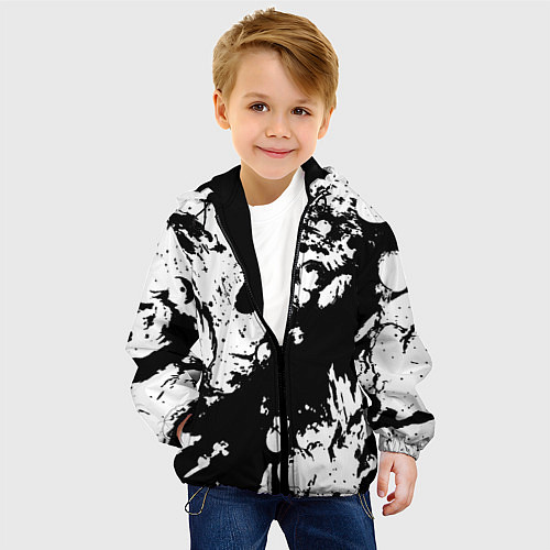 Детская куртка Чёрный с белой абстракцией / 3D-Черный – фото 4