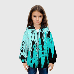 Куртка с капюшоном детская Чёрно-голубой абстракция, цвет: 3D-черный — фото 2