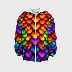 Куртка с капюшоном детская Нарядная чешуя, цвет: 3D-белый