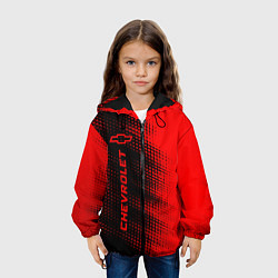Куртка с капюшоном детская Chevrolet - red gradient по-вертикали, цвет: 3D-черный — фото 2