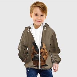 Куртка с капюшоном детская Шпиониро Голубиро мем, цвет: 3D-белый — фото 2