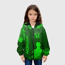 Куртка с капюшоном детская Honda - green gradient вертикально, цвет: 3D-черный — фото 2