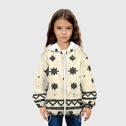 Куртка с капюшоном детская Африканские примитивные узоры, цвет: 3D-белый — фото 2
