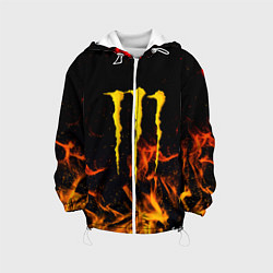 Куртка с капюшоном детская Monster energy orange fire, цвет: 3D-белый