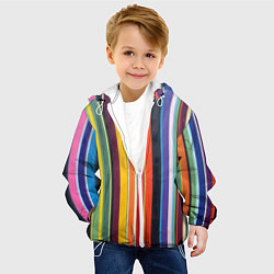 Куртка с капюшоном детская Разноцветная полоска, цвет: 3D-белый — фото 2