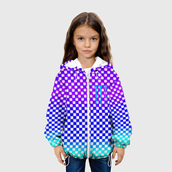 Куртка с капюшоном детская Monster шахматная клетка градиент, цвет: 3D-белый — фото 2