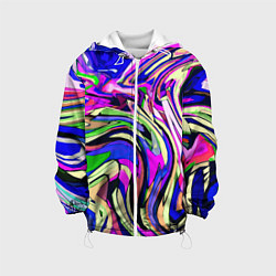 Куртка с капюшоном детская Абстракция пластика синий, цвет: 3D-белый