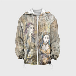 Куртка с капюшоном детская Девушки стимпанк, цвет: 3D-белый