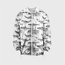 Куртка с капюшоном детская Корюшка и рыбалка в Питере паттерн, цвет: 3D-белый
