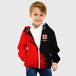 Куртка с капюшоном детская Umbrella Corp - red and black, цвет: 3D-белый — фото 2