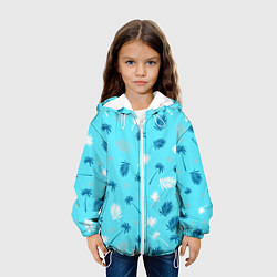 Куртка с капюшоном детская Текстура голубой гавайской рубашки, цвет: 3D-белый — фото 2
