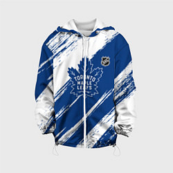Куртка с капюшоном детская Торонто Мейпл Лифс - брызги синей краски, цвет: 3D-белый