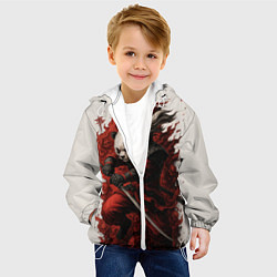 Куртка с капюшоном детская Демоническая панда самурай - нейроарт, цвет: 3D-белый — фото 2