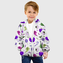 Куртка с капюшоном детская Halloween purple pumpkin pattern, цвет: 3D-белый — фото 2