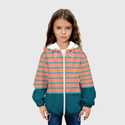 Куртка с капюшоном детская Полосатый мандариновый морской рассвет, цвет: 3D-белый — фото 2