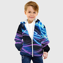 Куртка с капюшоном детская Неоновая абстракция на темном, цвет: 3D-белый — фото 2
