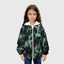 Куртка с капюшоном детская Номер 456 на фоне масок игры в кальмара, цвет: 3D-белый — фото 2
