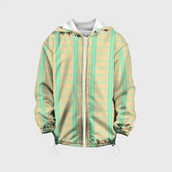 Куртка с капюшоном детская Color beige cage blue stripes, цвет: 3D-белый