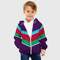 Куртка с капюшоном детская Фиолетовый с полосами, цвет: 3D-белый — фото 2