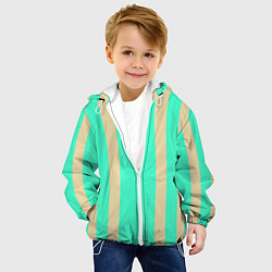 Куртка с капюшоном детская Color blue beige stripes, цвет: 3D-белый — фото 2