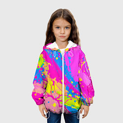 Куртка с капюшоном детская Яркая абстракция из розовых и голубых красок, цвет: 3D-белый — фото 2