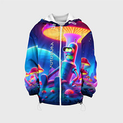 Куртка с капюшоном детская Робот-сгибальщик Бендер находится под неоновым мух, цвет: 3D-белый