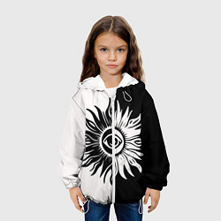 Куртка с капюшоном детская Солнце черно-белое, цвет: 3D-белый — фото 2