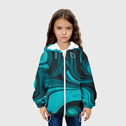 Куртка с капюшоном детская Мраморный малахитовый узор из изумрудных разводов, цвет: 3D-белый — фото 2