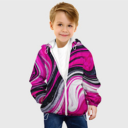 Куртка с капюшоном детская Розово белая абстракция, цвет: 3D-белый — фото 2