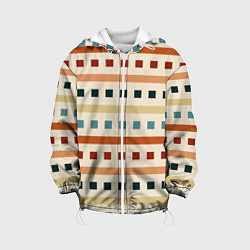 Детская куртка Пиксели и полосы орнамент осенний рябиновый