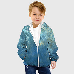 Куртка с капюшоном детская Абстракция - gold in blue-turquoise color, цвет: 3D-белый — фото 2
