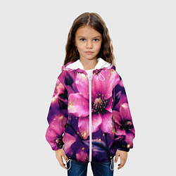Куртка с капюшоном детская Волшебный розовый цветок с искрами, цвет: 3D-белый — фото 2