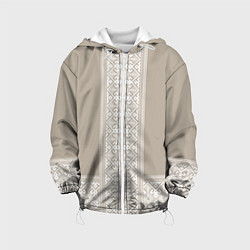 Куртка с капюшоном детская Славянский орнамент-вышиванка рубаха, цвет: 3D-белый