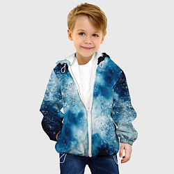 Куртка с капюшоном детская Тёмно-синяя дымка с серебристой крошкой, цвет: 3D-белый — фото 2
