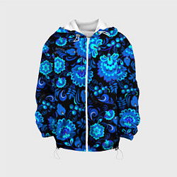 Куртка с капюшоном детская Традиционный русский гжельский узор, цвет: 3D-белый