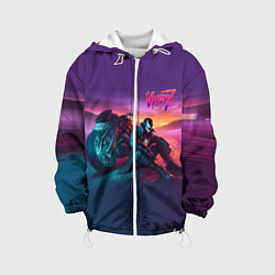 Куртка с капюшоном детская Venom near his motorcycle - ai art fantasy, цвет: 3D-белый