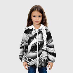 Куртка с капюшоном детская Белая акула - стая, цвет: 3D-белый — фото 2