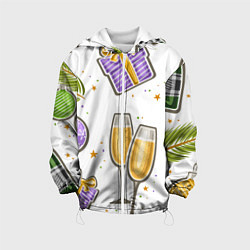 Куртка с капюшоном детская Новогодний вайб, цвет: 3D-белый