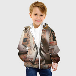 Куртка с капюшоном детская Пришелец в костюме в полосочку, цвет: 3D-белый — фото 2