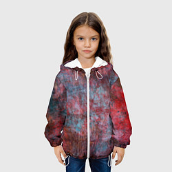 Куртка с капюшоном детская Абстракция - red rust on blue, цвет: 3D-белый — фото 2
