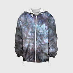 Куртка с капюшоном детская Абстракция - gray-blue hurricane, цвет: 3D-белый