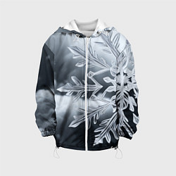 Куртка с капюшоном детская Снежинка на черно белое, цвет: 3D-белый
