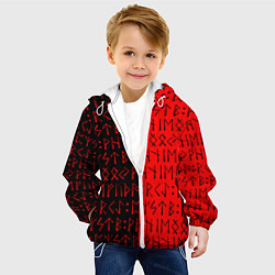 Куртка с капюшоном детская Знаки рун, цвет: 3D-белый — фото 2