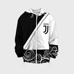 Куртка с капюшоном детская Ювентус геометрия полосы текстура, цвет: 3D-белый