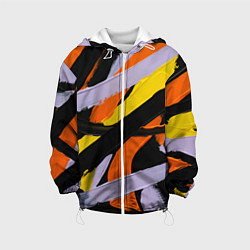 Куртка с капюшоном детская Полоски краски абстракция, цвет: 3D-белый