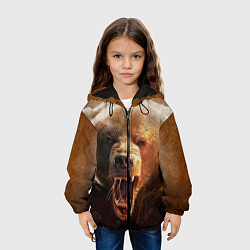Куртка с капюшоном детская Рык медведя, цвет: 3D-черный — фото 2