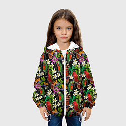 Куртка с капюшоном детская Попугаи в цветах, цвет: 3D-белый — фото 2