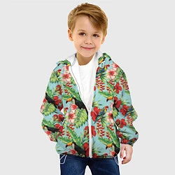Куртка с капюшоном детская Туканы в тропиках, цвет: 3D-белый — фото 2